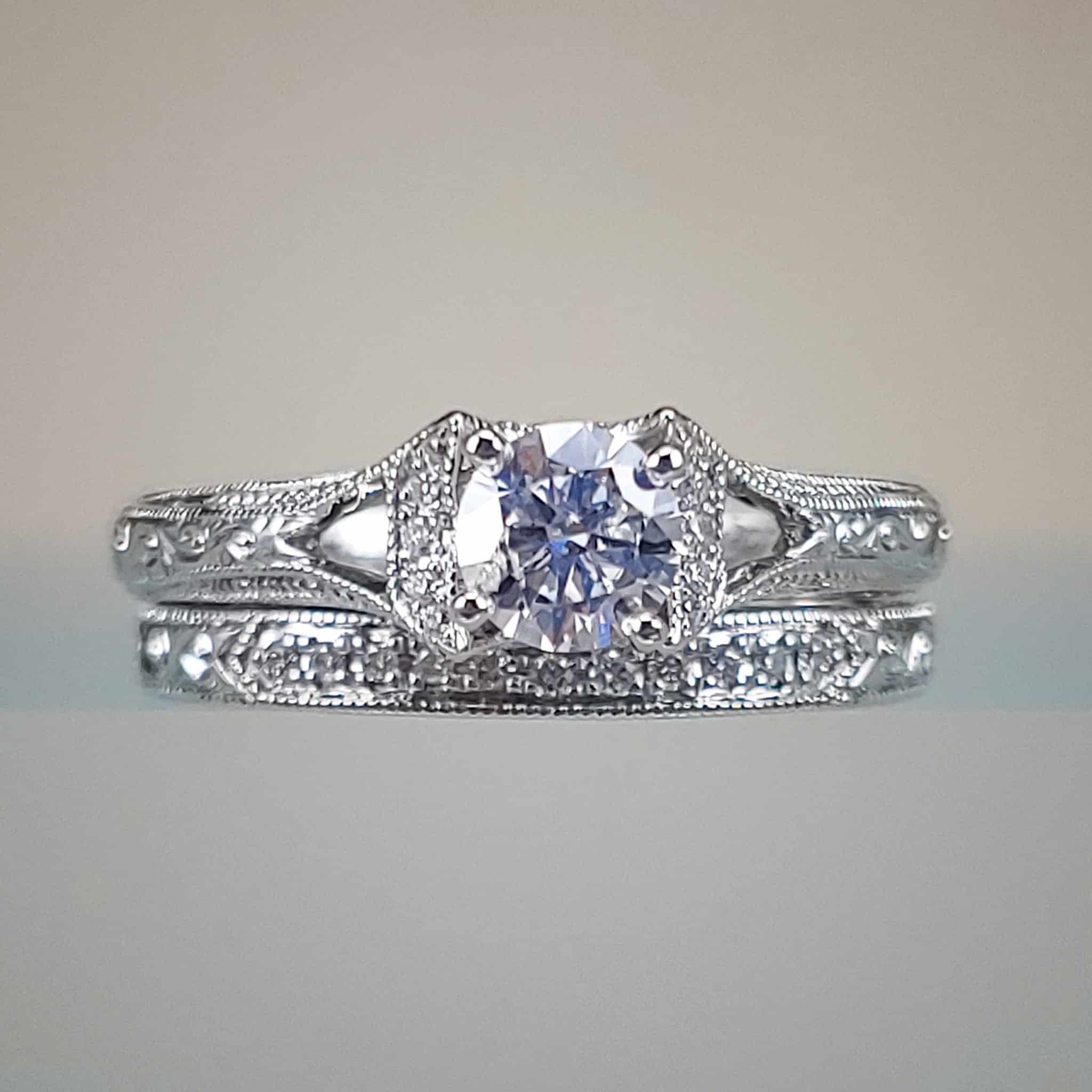 Neil Lane Engagement Ring &amp; Wedding Band Set w Round Diamonds